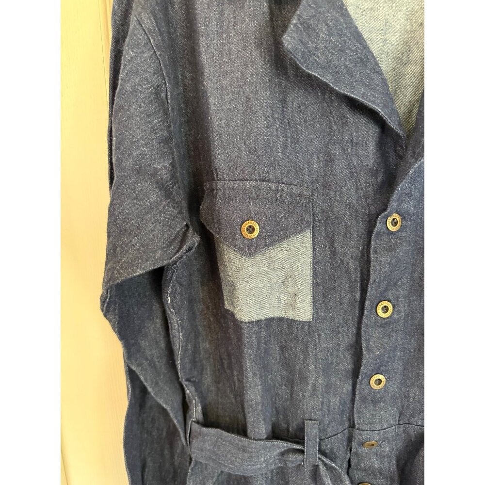 Stock MFG Herbology Denim Long Sleeve Wide Leg Jumpsuit Women's Large - Picture 3 of 6